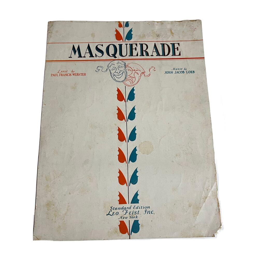 VTG Masquerade Sheet Music Leo Feist Edition Paul Francis Webster Circa 1932